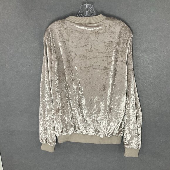 Entro Womens Sz S Light‎ Gray Crushed Velvet Full Zipper Pockets Bomber Jacket - Picture 2 of 10